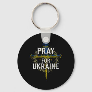Pray For Ukraine Cross Christian Support Ukraine ( Keychain
