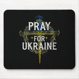 Pray For Ukraine Cross Christian Support Ukraine ( Mouse Pad