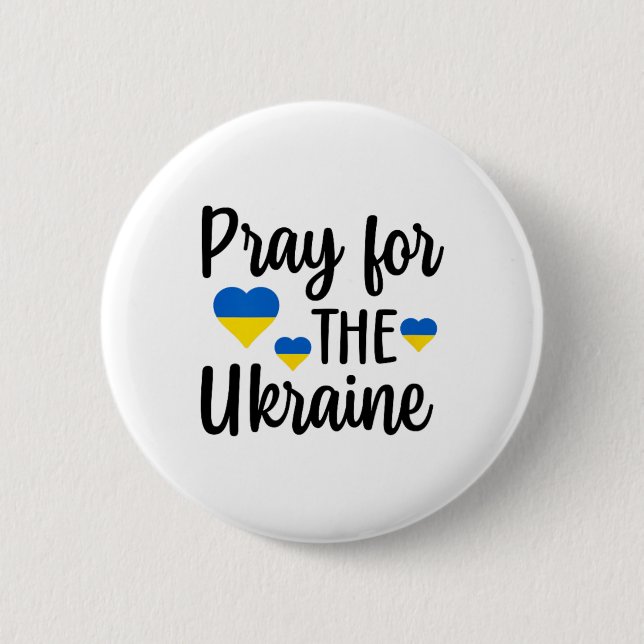 Pray For Ukraine Heart  2 Inch Round Button (Front)