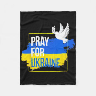 Pray For Ukraine Peace Dove Men Women Stop War Fleece Blanket