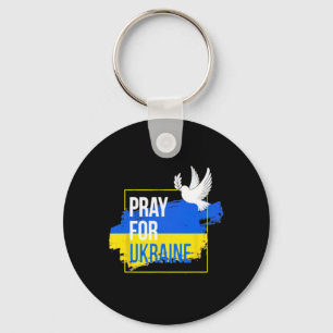 Pray For Ukraine Peace Dove Men Women Stop War Keychain