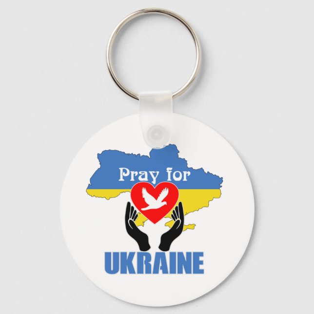 Pray for Ukraine - Peace & Love Keychain (Front)