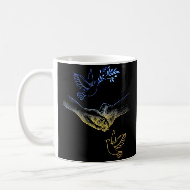 Pray For Ukraine, Realistic Couple Holding Hands 2 Coffee Mug (Left)