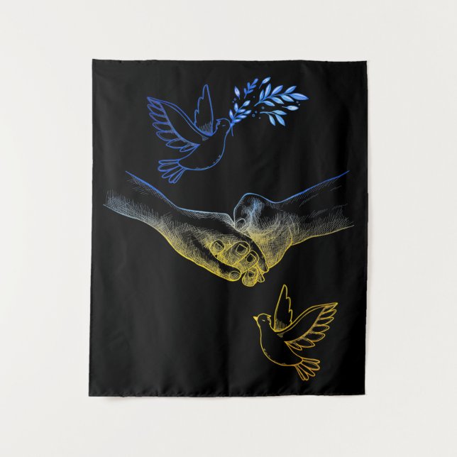 Pray For Ukraine, Realistic Couple Holding Hands 2 Tapestry (Front)