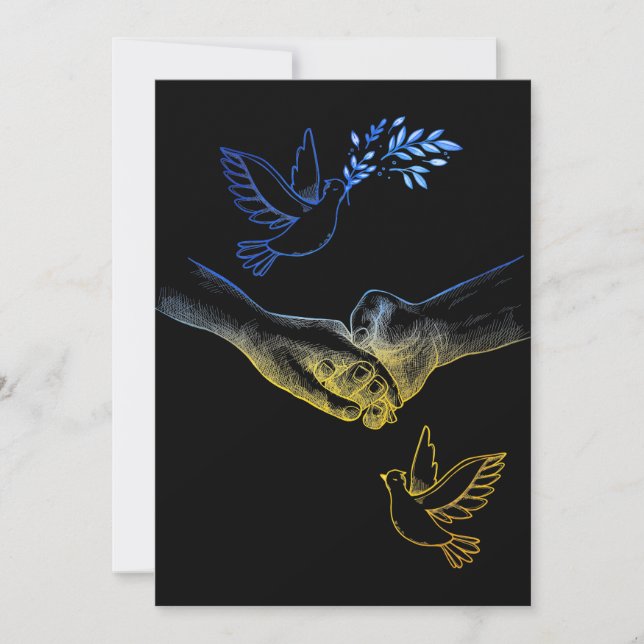 Pray For Ukraine, Realistic Couple Holding Hands 2 Thank You Card (Front)
