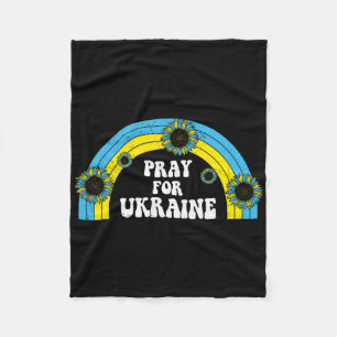 Pray For Ukraine Sunflower Blue Yellow Rainbow Ret Fleece Blanket