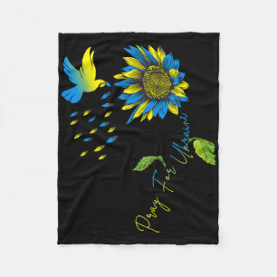 Pray For Ukraine Sunflower Ukrainian Flag Ukraine  Fleece Blanket