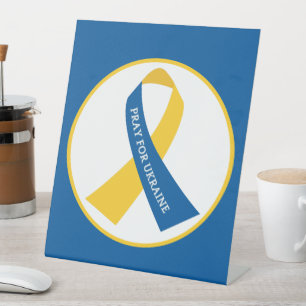 Pray for Ukraine Support Ribbon  Pedestal Sign
