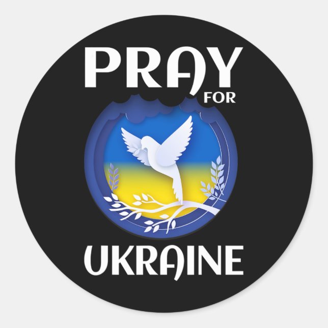 Pray For Ukraine Support Ukrainian  Classic Round Sticker (Front)