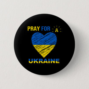 Pray For Ukraine Ukrainian Flag Heart Christian Pr 2 Inch Round Button