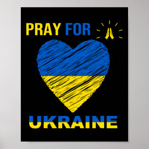 Pray For Ukraine Ukrainian Flag Heart Christian Pr Poster