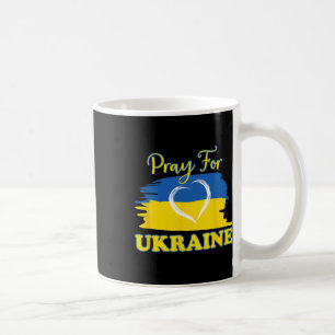 Pray For Ukraine Ukrainian Flag Heart  Coffee Mug