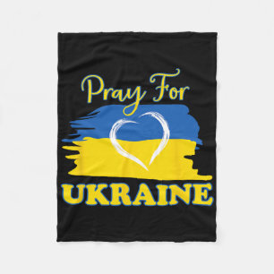 Pray For Ukraine Ukrainian Flag Heart Fleece Blanket