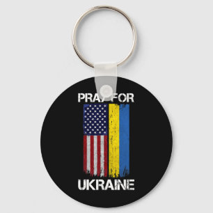 Pray For Ukraine Us Ukraine Flag Vintage Support U Keychain