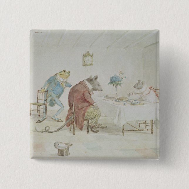 Pray, Miss Mouse, will you give us some beer' 2 Inch Square Button (Front)