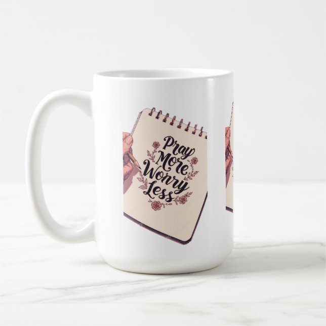 Pray More, Worry Less – Faith Over Fear Coffee Mug (Left)