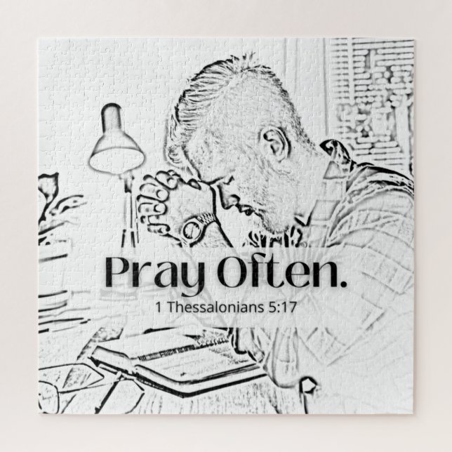 Pray Often Christian Scripture Sketch Puzzle (Vertical)