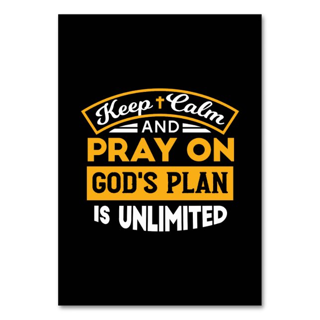 Pray On and Trust God's Unlimited Plan Faith-Based Table Number (Front)