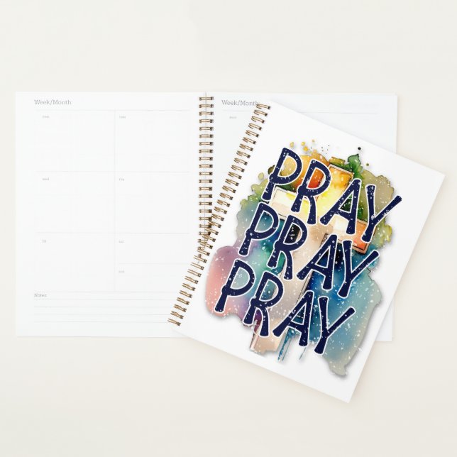Pray Pray Pray watercolor with cross Planner (Display)