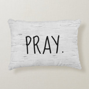 PRAY Text On Birch Tree  Accent Pillow