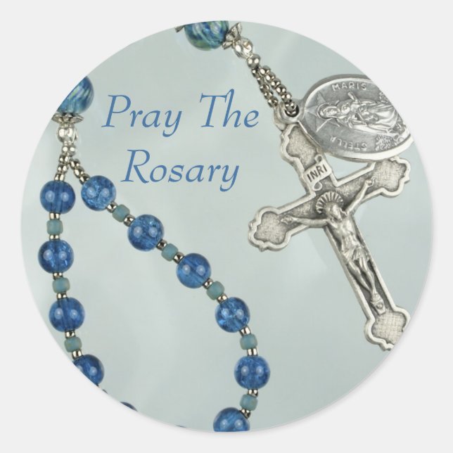 Pray The Rosary Classic Round Sticker (Front)