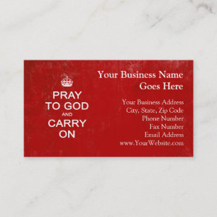 Pray to God and Carry On, Keep Calm Parody Business Card