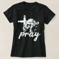Pray Typography Jesus Image Black & White Women's