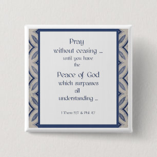 Pray Without Ceasing Inspirational Scripture 2 Inch Square Button
