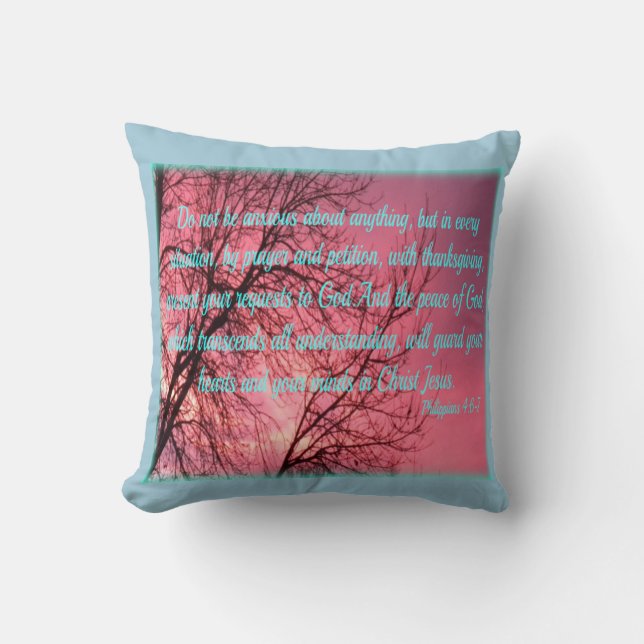 Prayer Bible Verse Philippians 4:6 Throw Pillow (Front)