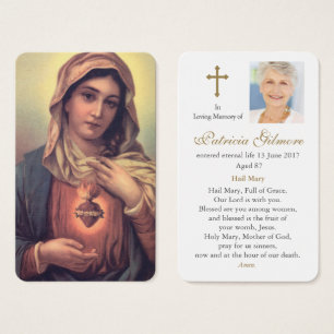 Prayer Card Funeral Heart of Mary 1