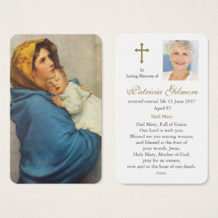 Prayer Card Funeral   Madoninna