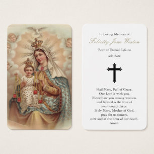 Prayer Card Funeral   Mary Don't Weep
