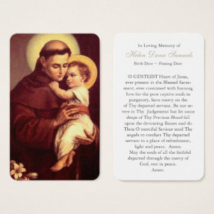 Prayer Card Funeral   St Anthony 4