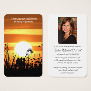 Prayer Card Funeral   Sunset