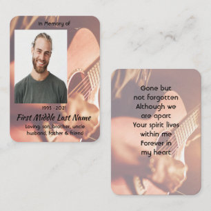 Prayer Card Keepsake Musician Piano Guitar 
