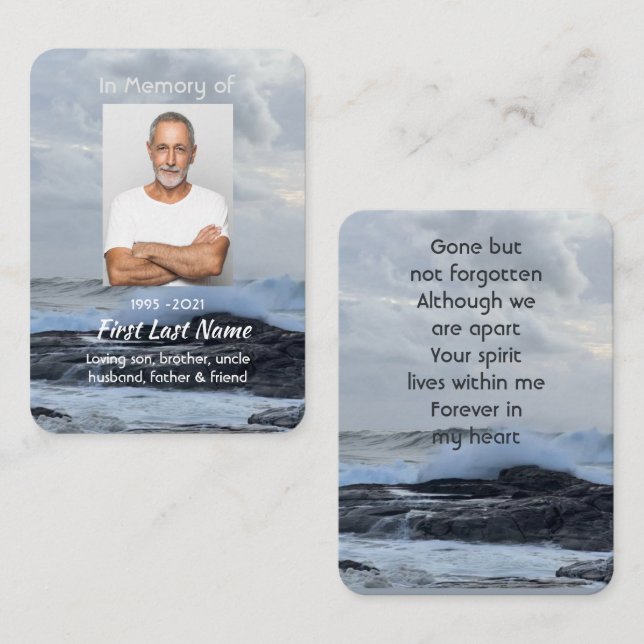 Prayer Card Keepsake Storm Cloud Ocean Wave (Front/Back)