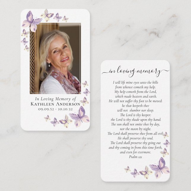 Prayer Card | Lilac Butterflies Photo (Front/Back)