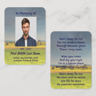 Prayer Card Memorial Farm Crop Prairie