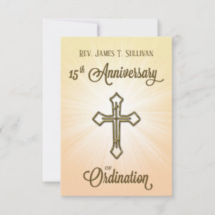 Prayer Card Name 15th Ordination Anniversary Cross