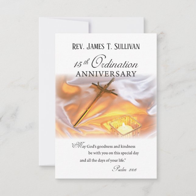 Prayer Card Name 15th Ordination Anniversary Cross (Front)