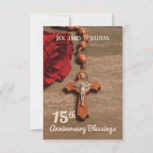 Prayer Card Name 15th Ordination Anniversary Rose
