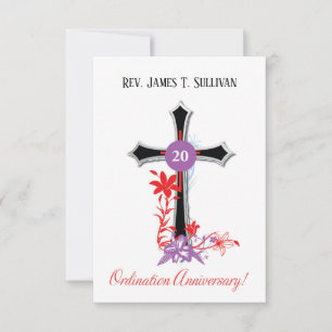 Prayer Card Name 20th Ordination Anniversary Black