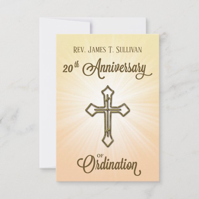 Prayer Card Name 20th Ordination Anniversary Cross (Front)