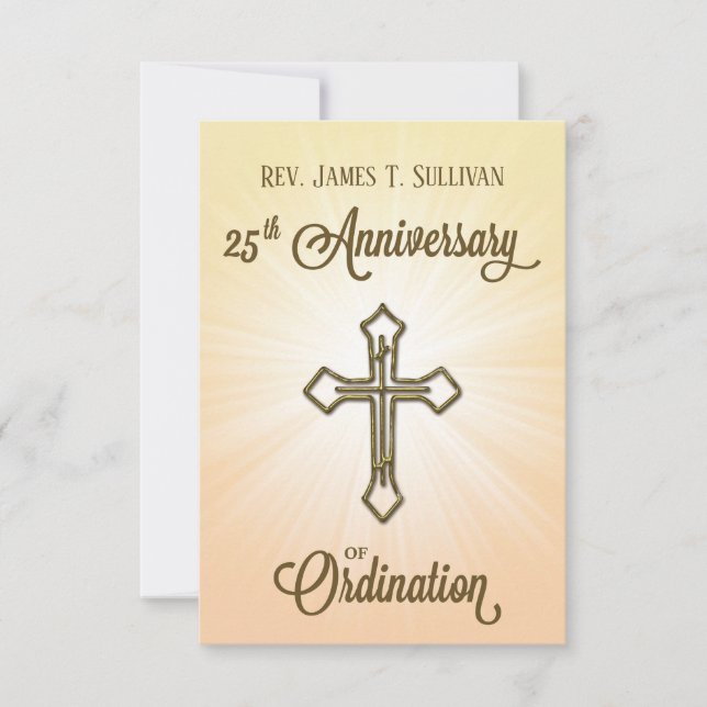 Prayer Card Name 25th Ordination Anniversary Cross (Front)