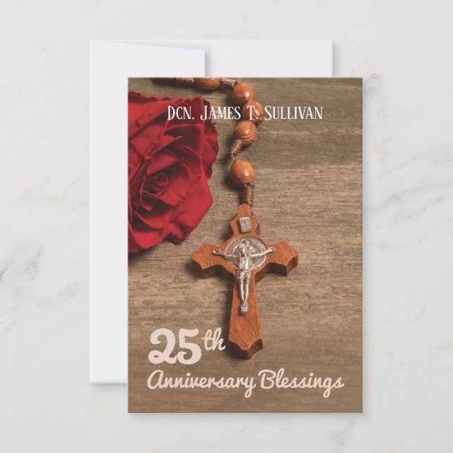 Prayer Card Name 25th Ordination Anniversary Rose (Front)