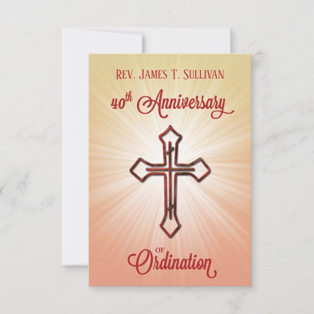 Prayer Card Name 40th Ordination Anniversary Cross (Front)