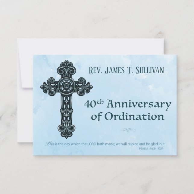 Prayer Card Name 40th Ordination Anniversary Cross (Front)