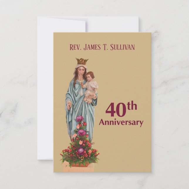 Prayer Card Name 40th Ordination Anniversary Mary (Front)