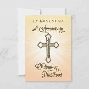 Prayer Card Name 50th Ordination Anniversary Cross