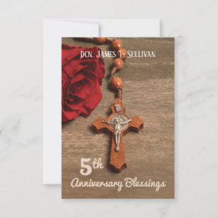 Prayer Card Name 5th Ordination Anniversary Rose